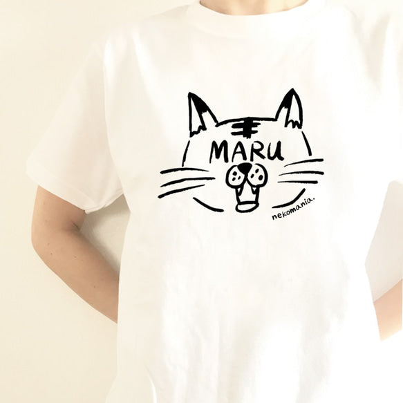 うちの子・顔ネーム 猫Tシャツ定番お名前Tシャツ XS〜3XL いつでも一緒♪