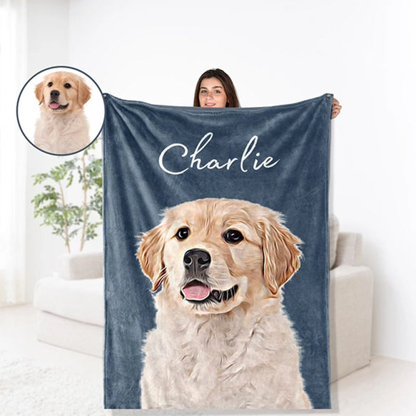 ❥顔のみ❥ クーラー対応 猫・犬カスタム 用品 絵描くブランケット ♪ オーダーメイド