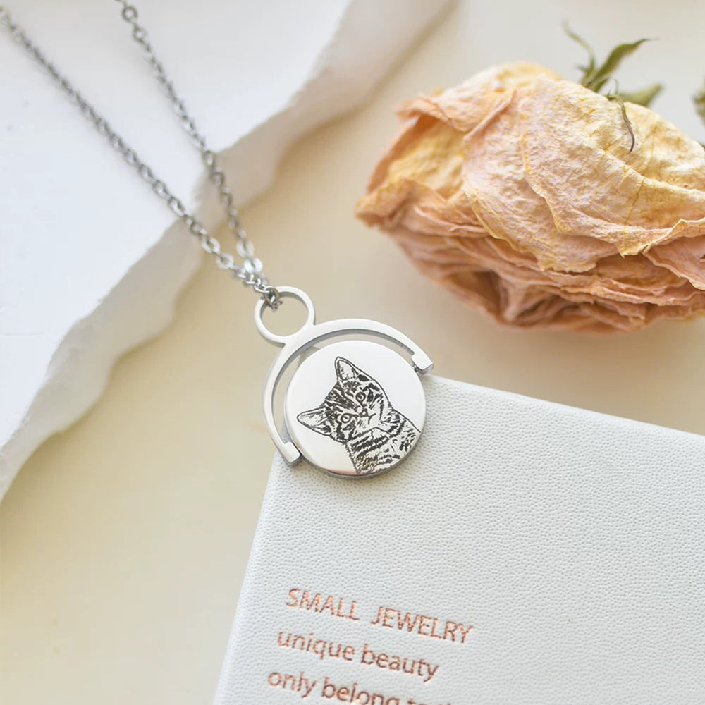 【ペットネックレス】ペット用品 猫・犬用ネックレス用品 カスタム可能で写真を入れられ 回転可能