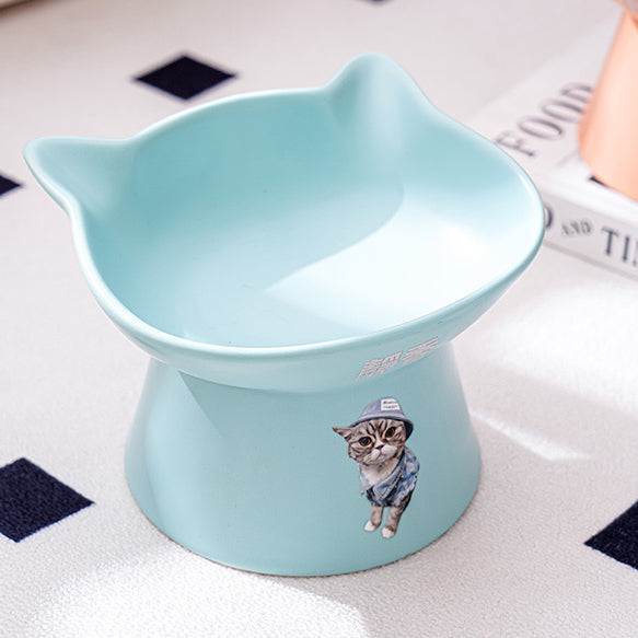 【猫耳デザイン】オリジナル似顔絵と名前が入る ✨ペット 猫 犬 用品ペットフードボウル 食器