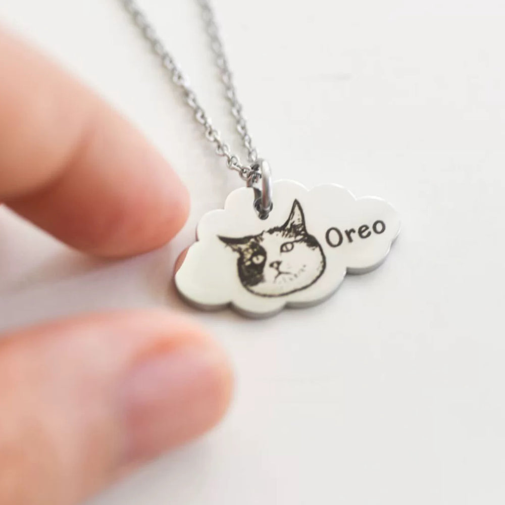 「カスタムネックレス」オリジナルデザイン 猫犬 写真カスタム ギフト 精巧 記念日 ネックレス