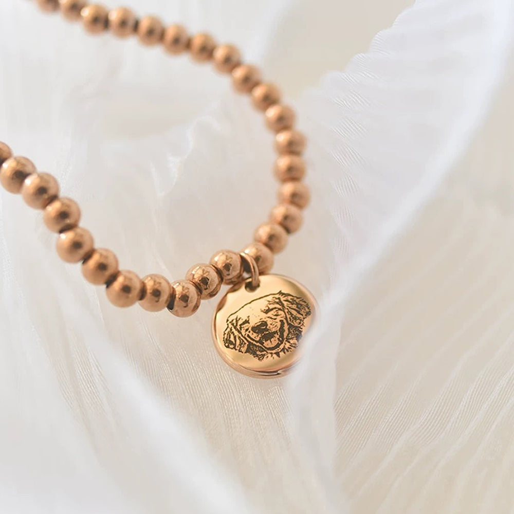 【ビーズブレスレット】ペット写真カスタマイズ 精巧なギフト ペット 猫犬 個性カスタマイズ オリジナルデザイン ブレスレ