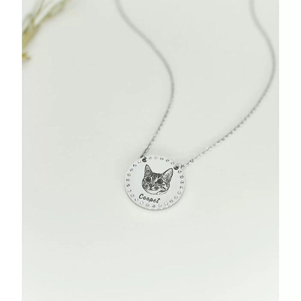 【ペットネックレス】ダイヤモンドが埋め込まれ 愛寵の写真をカスタマイズ可能 精巧で美しいネックレス 個性的なカスタマイ
