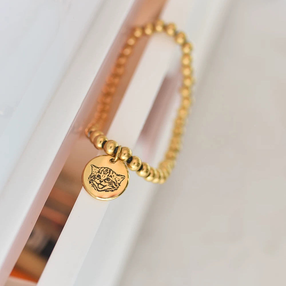 【ビーズブレスレット】ペット写真カスタマイズ 精巧なギフト ペット 猫犬 個性カスタマイズ オリジナルデザイン ブレスレ