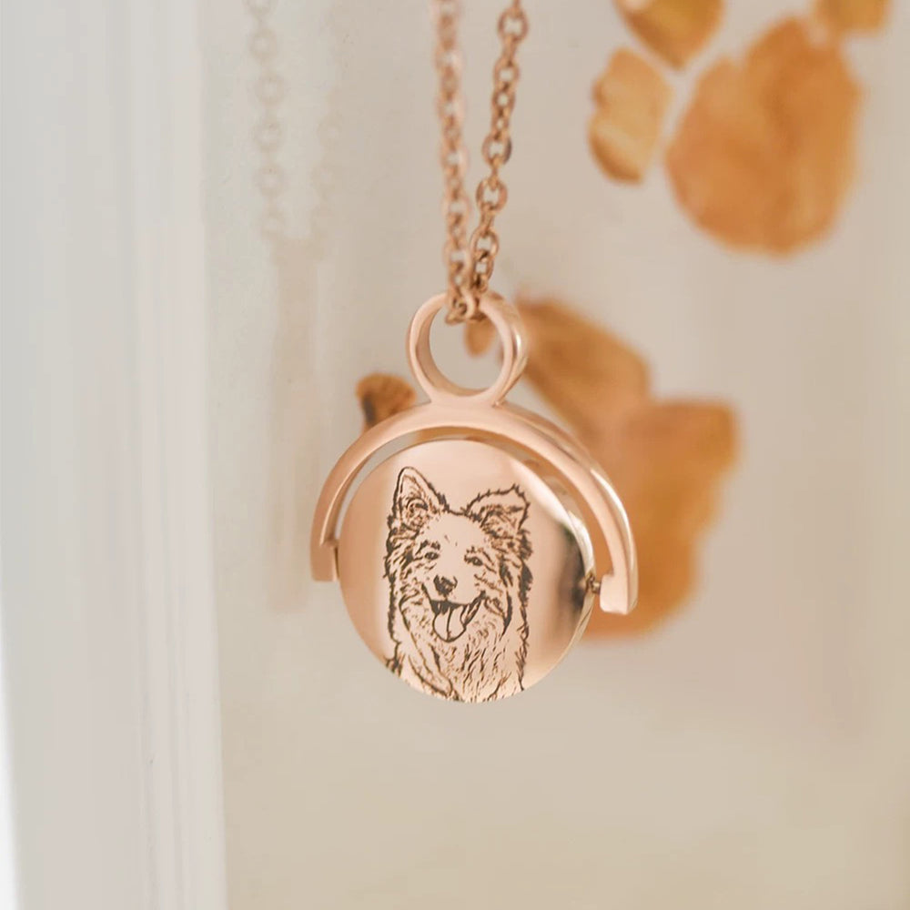 【ペットネックレス】ペット用品 猫・犬用ネックレス用品 カスタム可能で写真を入れられ 回転可能