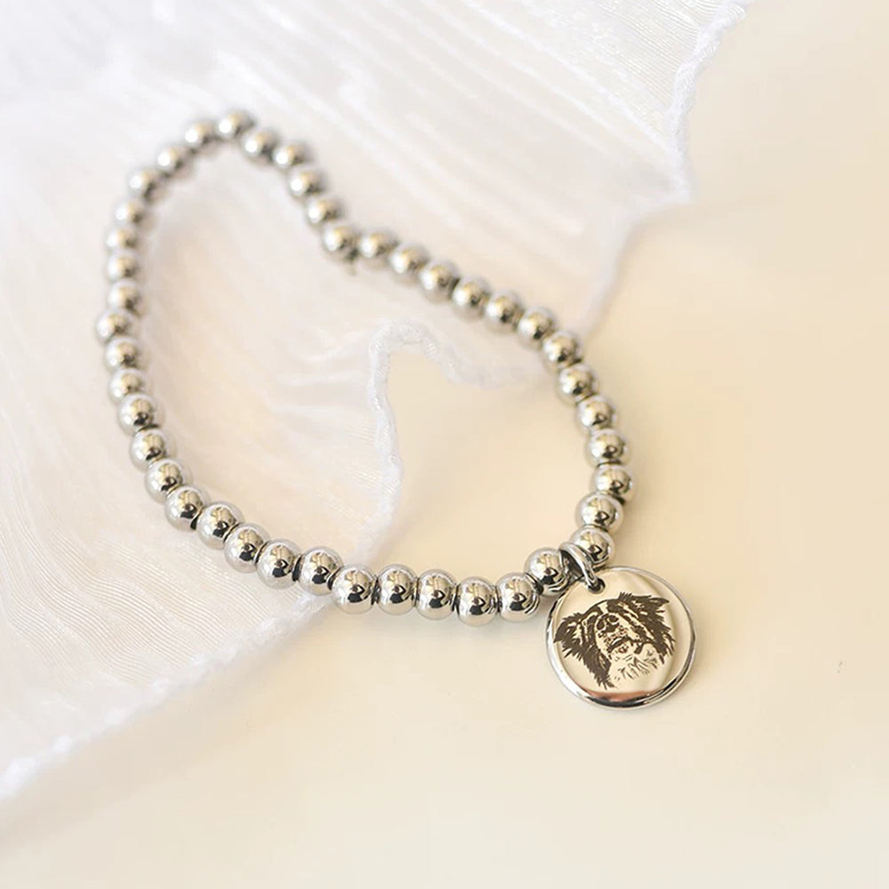 【ビーズブレスレット】ペット写真カスタマイズ 精巧なギフト ペット 猫犬 個性カスタマイズ オリジナルデザイン ブレスレ