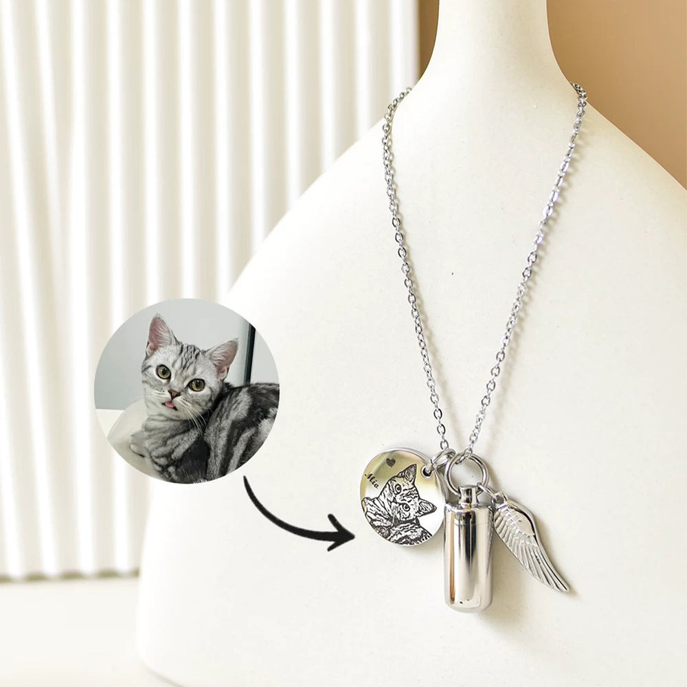 【遺骨ネックレス】ペットネックレス カスタマイズ 猫・犬 用品 記念品 世界に一つ