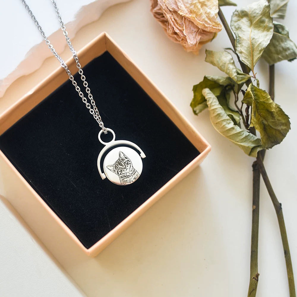 【ペットネックレス】ペット用品 猫・犬用ネックレス用品 カスタム可能で写真を入れられ 回転可能