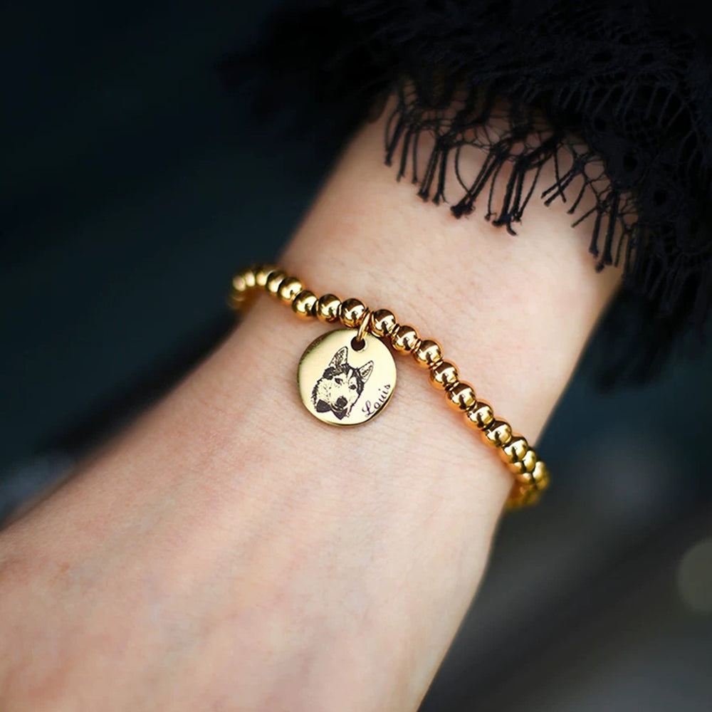 【ビーズブレスレット】ペット写真カスタマイズ 精巧なギフト ペット 猫犬 個性カスタマイズ オリジナルデザイン ブレスレ