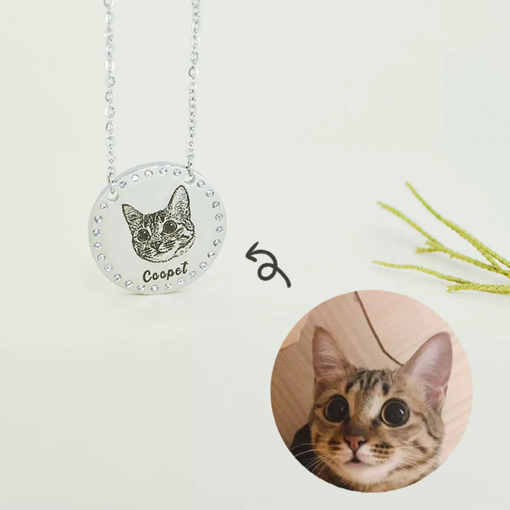 【ペットネックレス】ダイヤモンドが埋め込まれ 愛寵の写真をカスタマイズ可能 精巧で美しいネックレス 個性的なカスタマイ