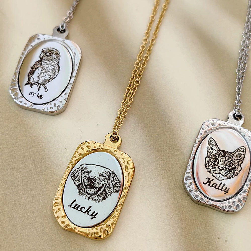 ｜パーソナライズ｜ペット 猫犬 写真カスタム ネックレス 記念ギフト 小さなプレゼント 精巧