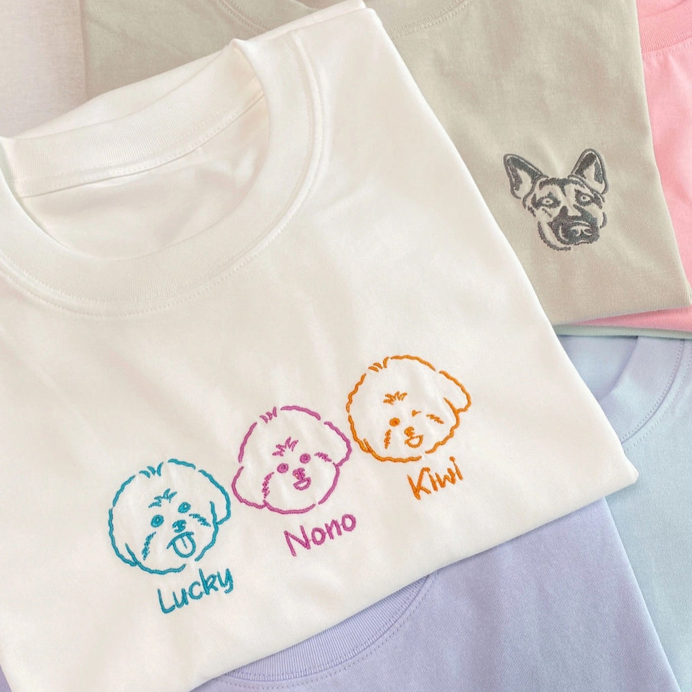 うちの子・ペットの写真でつくる定番刺繍Tシャツ XS〜3XL いつでも一緒♪