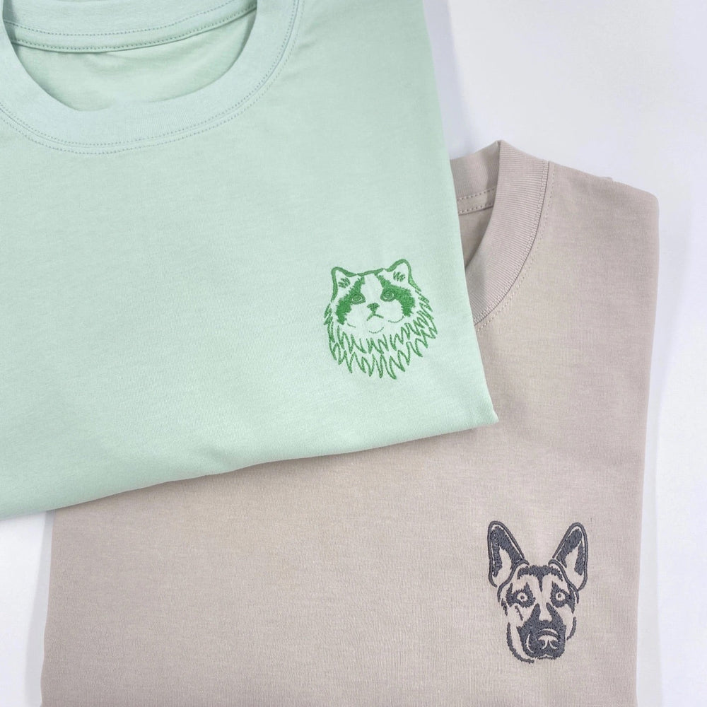 うちの子・ペットの写真でつくる定番刺繍Tシャツ XS〜3XL いつでも一緒♪