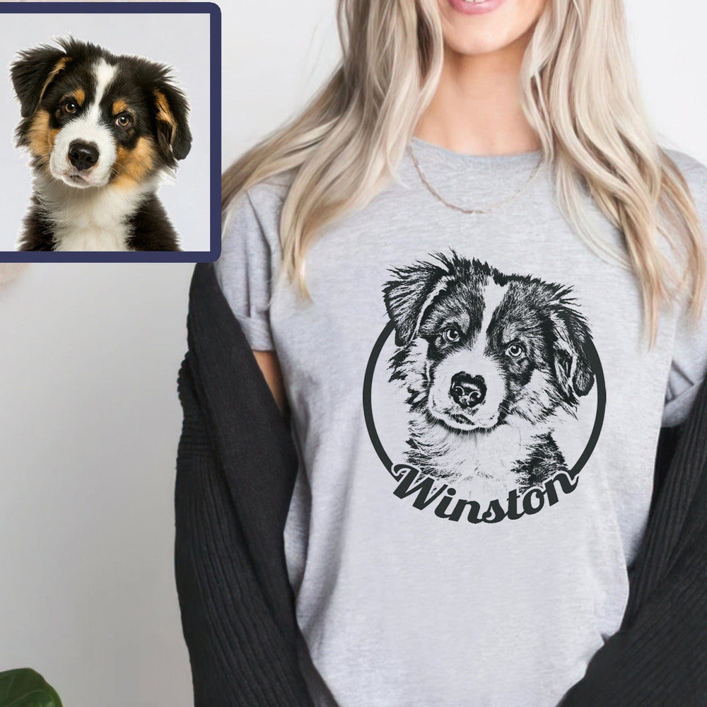 うちの子・ペットの写真でつくる定番お名前Tシャツ XS〜3XL いつでも一緒♪