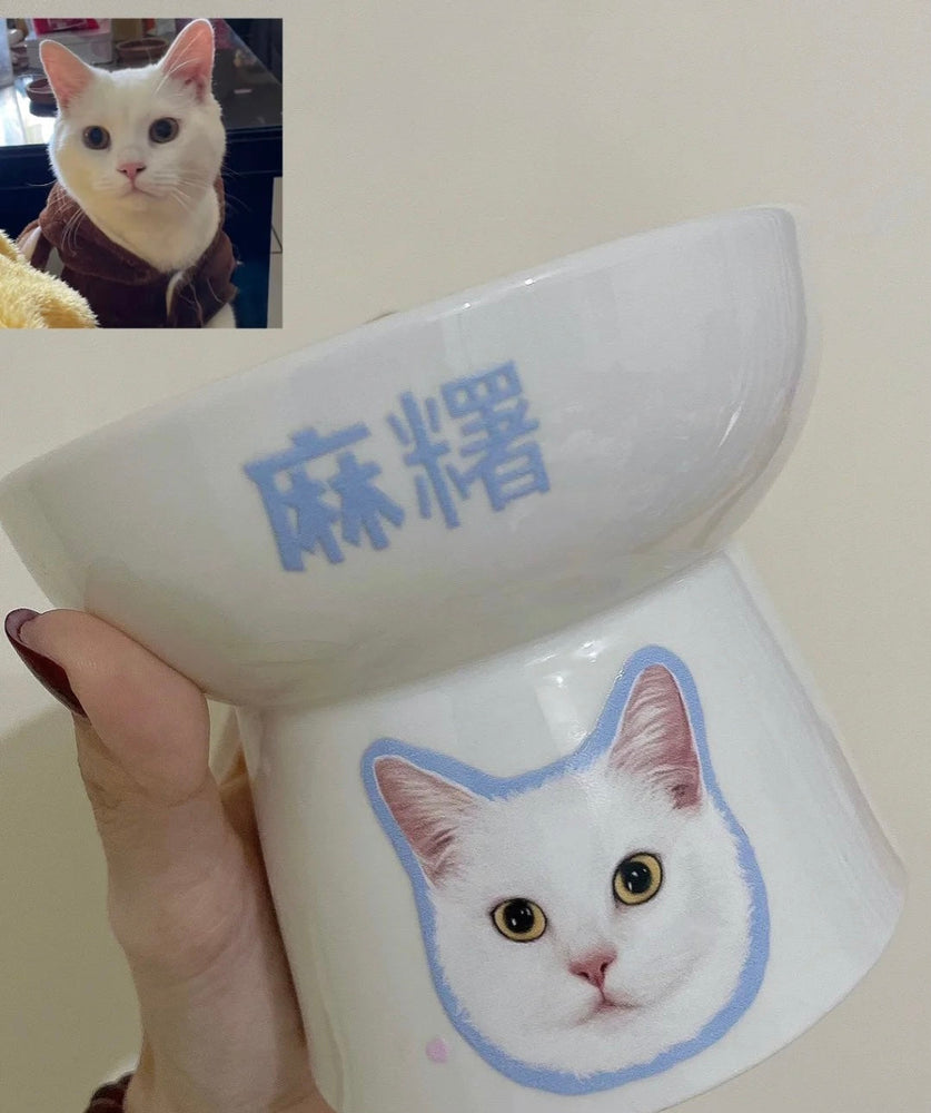 オリジナル似顔絵と名前が入る 高さを出したフードボウル