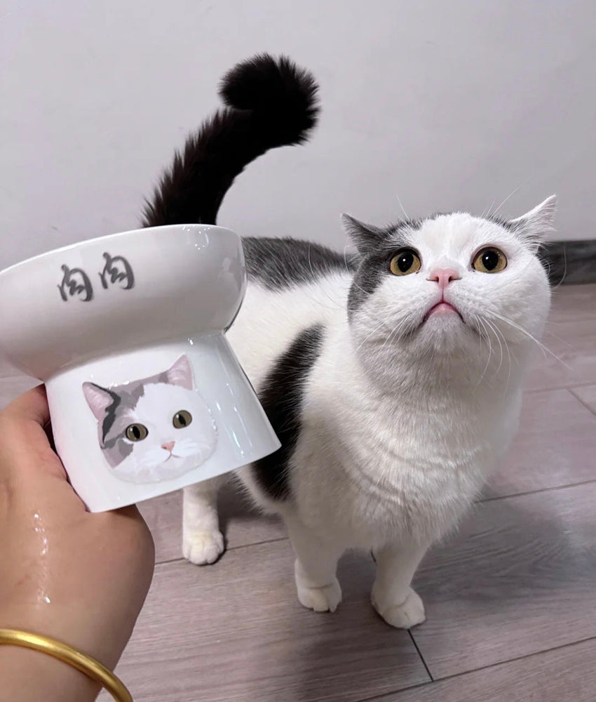 オリジナル似顔絵と名前が入る 高さを出したフードボウル