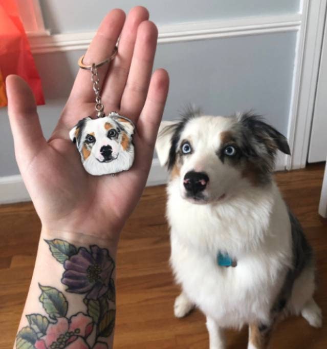 オリジナル似顔絵ペットキーチェーン