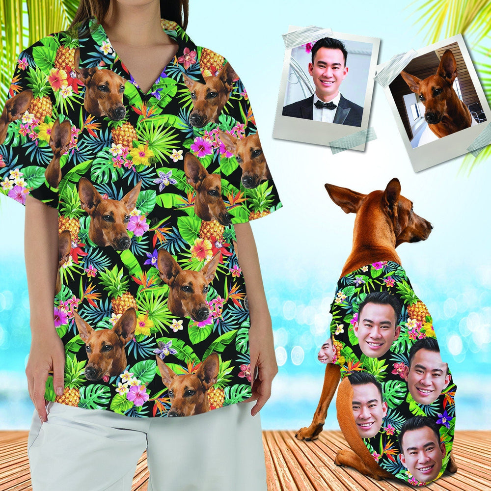 うちの子・ペットの写真でつくるオリジナル ハワイアン・トロピカル・シャツ大きいサイズ・小さいサイズ♪カスタマイズペット用品