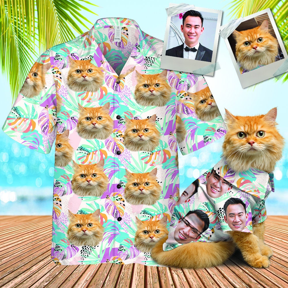 うちの子・ペットの写真でつくるオリジナル ハワイアン・トロピカル・シャツ大きいサイズ・小さいサイズ♪カスタマイズペット用品