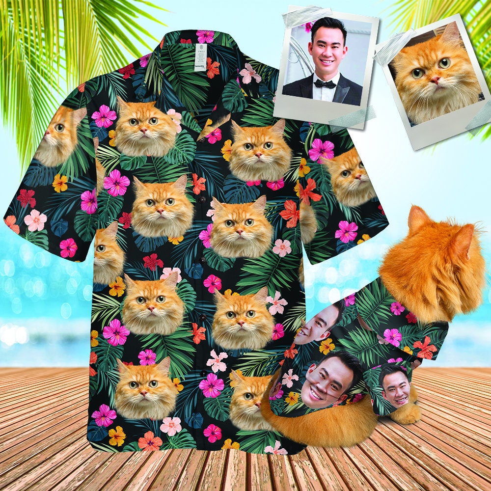 うちの子・ペットの写真でつくるオリジナル ハワイアン・トロピカル・シャツ大きいサイズ・小さいサイズ♪カスタマイズペット用品