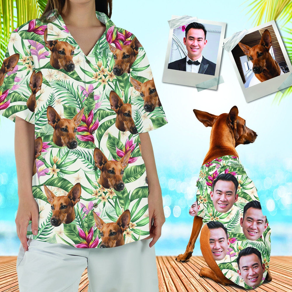 うちの子・ペットの写真でつくるオリジナル ハワイアン・トロピカル・シャツ大きいサイズ・小さいサイズ♪カスタマイズペット用品